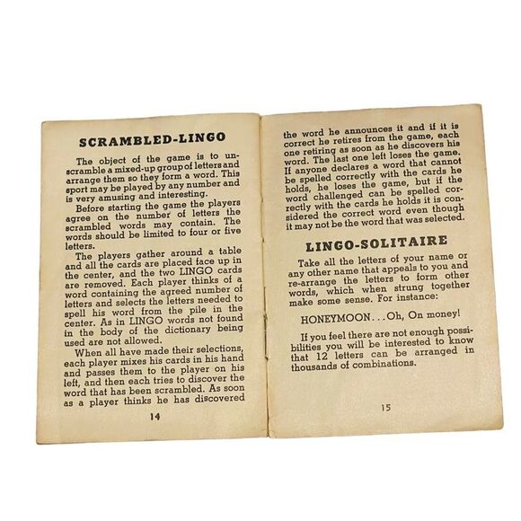 Vintage 1938 LINGO Crossword Game by All Fair Inc. - Picture 15 of 16